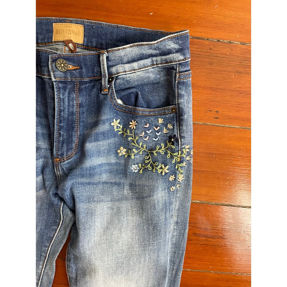 Driftwood Kelly Classic Fit Embroidered Floral Bootcut Jeans Womens 27 - Picture 2 of 14